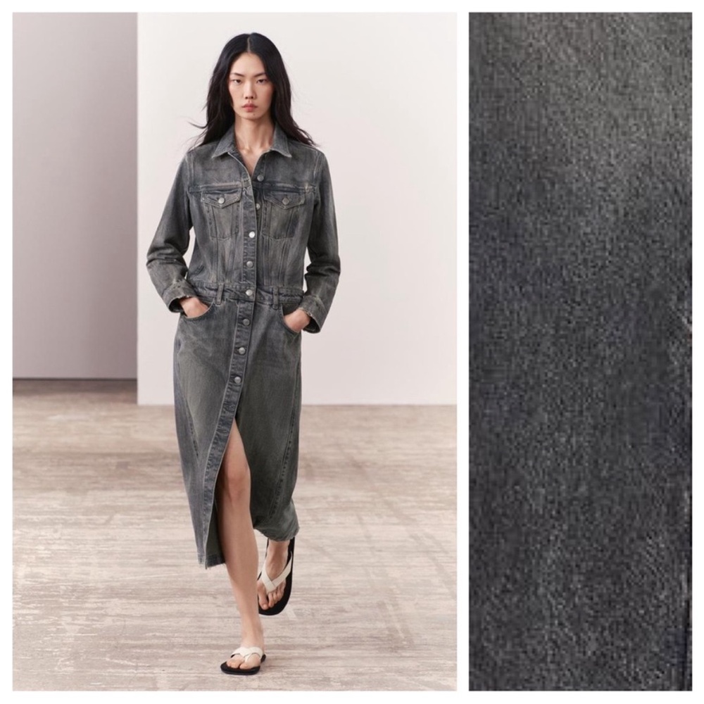 ZARA DENIM SHIRTDRESS ZW COLLECTION GRAY SZ S